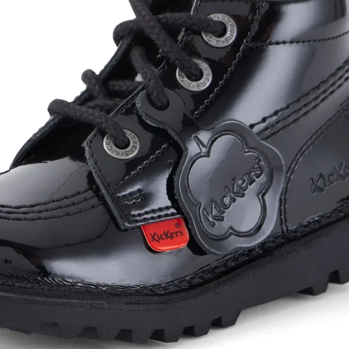 Bottes Kick Hi Zip en cuir verni noir unisexe pour tout-petits