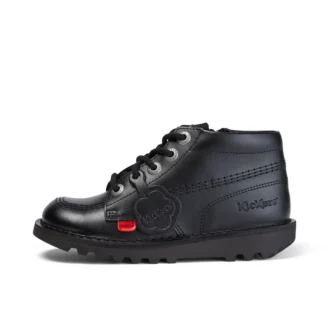 Bottes Kick Hi Zip en simili cuir noir unisexe junior