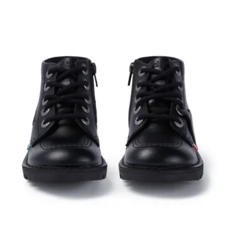 Bottes Kick Hi Zip en simili cuir noir unisexe junior