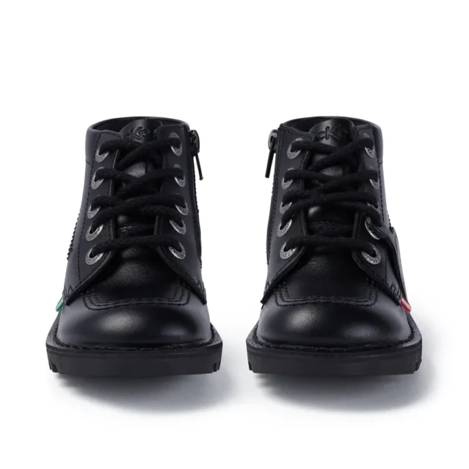 Bottes Kick Hi Zip en simili cuir noir unisexe junior Bottes Kick Hi Zip en simili cuir noir unisexe junior