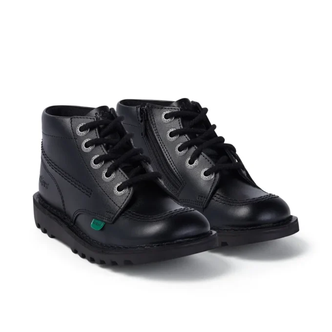Bottes Kick Hi Zip en simili cuir noir unisexe junior Bottes Kick Hi Zip en simili cuir noir unisexe junior