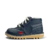 Bottes Kick Hi Zip en simili cuir unisexe pour bébé, bleu marine