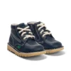Bottes Kick Hi Zip en simili cuir unisexe pour bébé, bleu marine