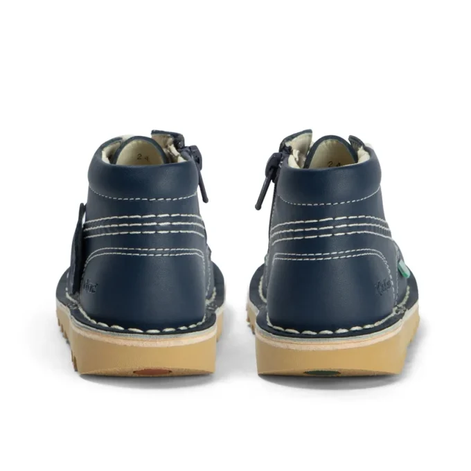 Bottes Kick Hi Zip en simili cuir unisexe pour bébé, bleu marine
