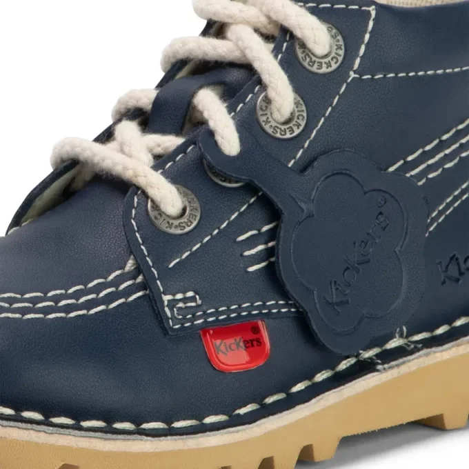 Bottes Kick Hi Zip en simili cuir unisexe pour bébé, bleu marine