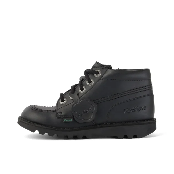 Bottes Kick Hi Zip unisexes junior en simili cuir noir Bottes Kick Hi Zip unisexes junior en simili cuir noir