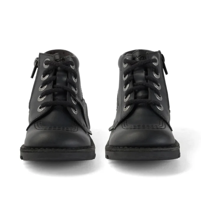 Bottes Kick Hi Zip unisexes junior en simili cuir noir Bottes Kick Hi Zip unisexes junior en simili cuir noir