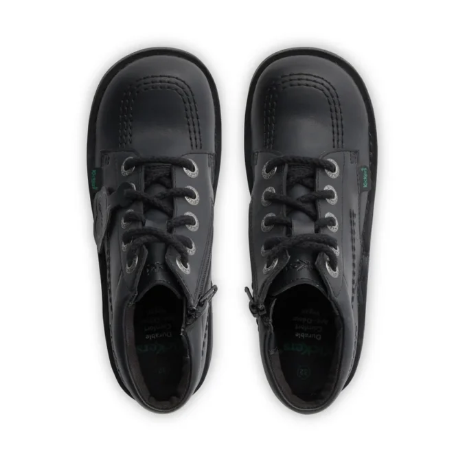 Bottes Kick Hi Zip unisexes junior en simili cuir noir Bottes Kick Hi Zip unisexes junior en simili cuir noir