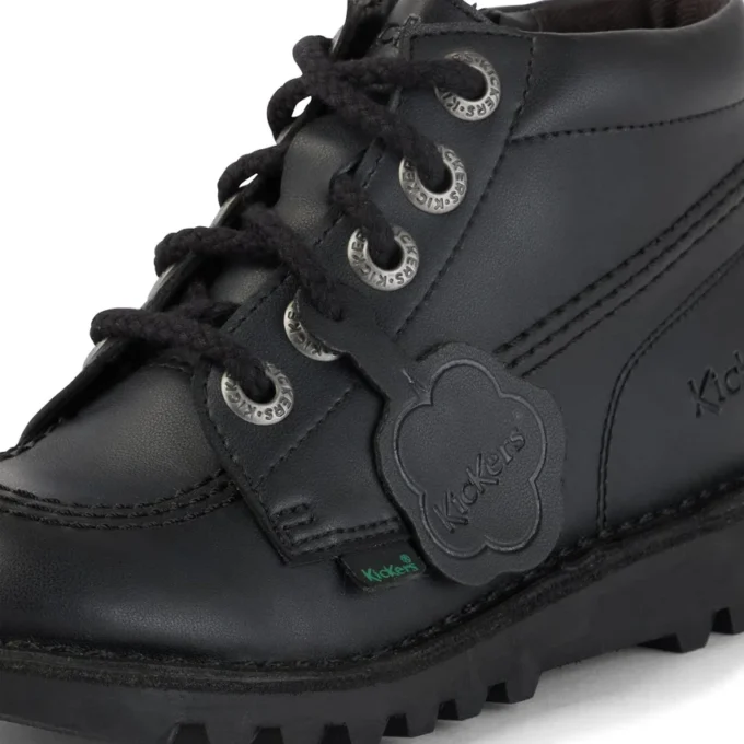 Bottes Kick Hi Zip unisexes junior en simili cuir noir Bottes Kick Hi Zip unisexes junior en simili cuir noir