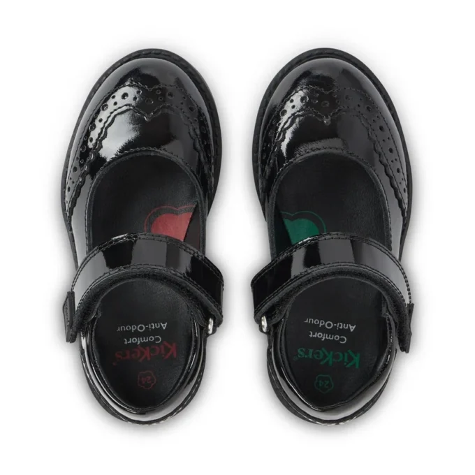 Bottes Lachly Mj Brogue en cuir verni noir pour petites filles