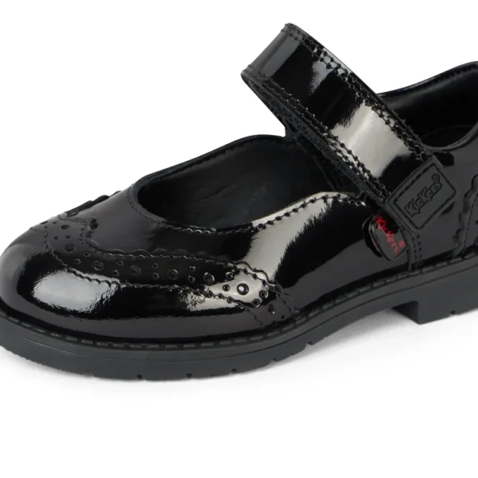 Bottes Lachly Mj Brogue en cuir verni noir pour petites filles
