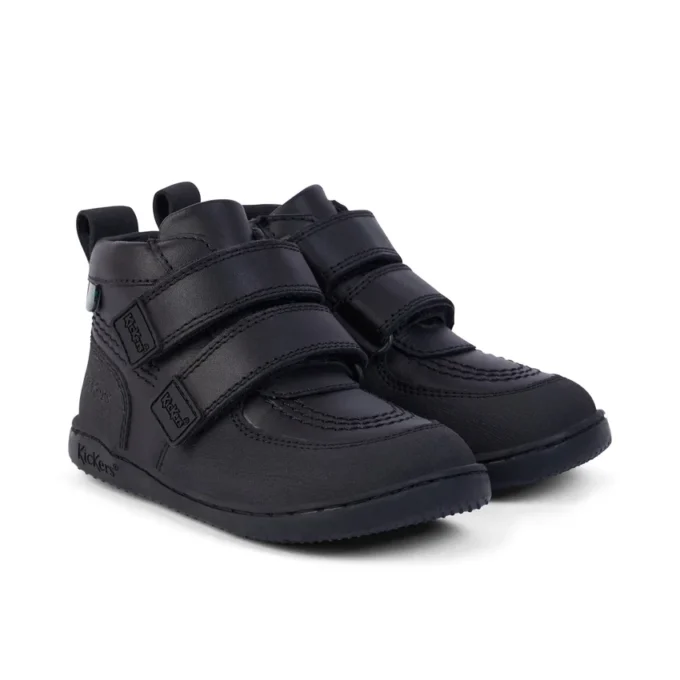 Bottes unisexes Playflex Hi Vel en cuir noir pour tout-petits