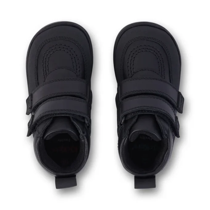 Bottes unisexes Playflex Hi Vel en cuir noir pour tout-petits