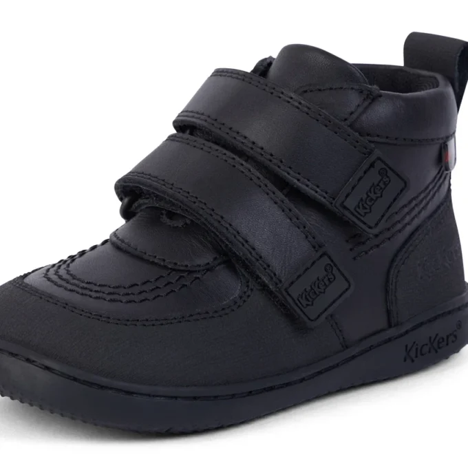 Bottes unisexes Playflex Hi Vel en cuir noir pour tout-petits