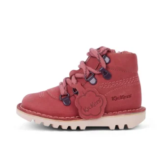 Bottes unisexes pour bébés Kick Hi Explore en cuir rose