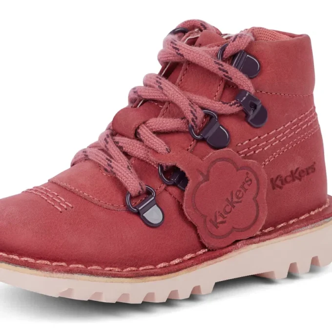 Bottes unisexes pour bébés Kick Hi Explore en cuir rose Bottes unisexes pour bébés Kick Hi Explore en cuir rose