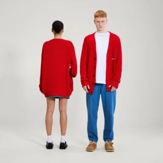 Cardigan classique Kickers unisexe pour adulte, rouge