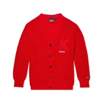Cardigan classique Kickers unisexe pour adulte, rouge
