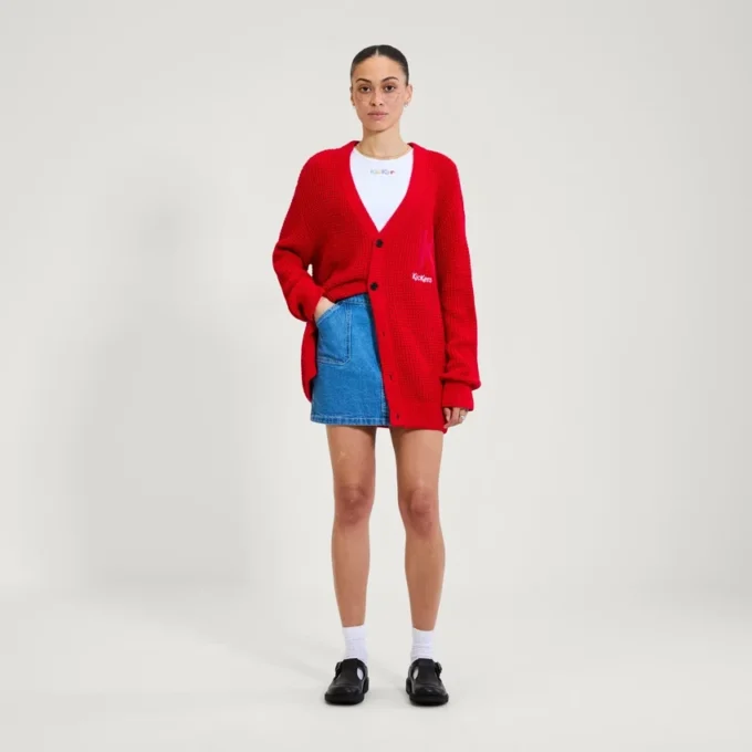 Cardigan classique Kickers unisexe pour adulte, rouge Cardigan classique Kickers unisexe pour adulte, rouge