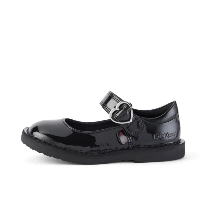 Chaussures Adlar Heart Mj en cuir verni noir pour petite fille