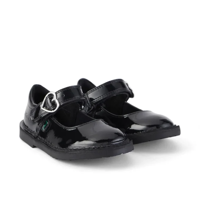 Chaussures Adlar Heart Mj en cuir verni noir pour petite fille