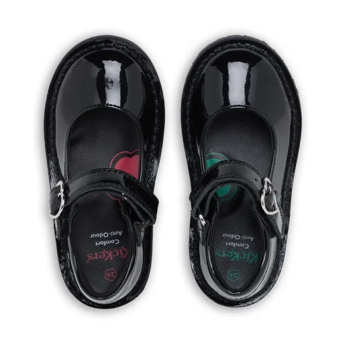 Chaussures Adlar Heart Mj en cuir verni noir pour petite fille