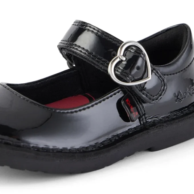 Chaussures Adlar Heart Mj en cuir verni noir pour petite fille