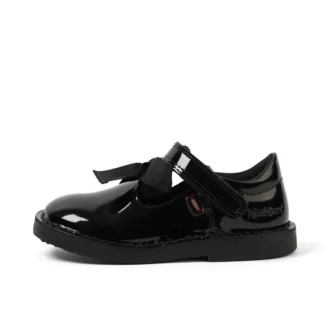 Chaussures Adlar T Bar Bow en cuir verni noir pour petite fille