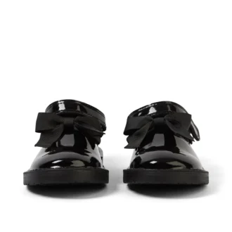 Chaussures Adlar T Bar Bow en cuir verni noir pour petite fille
