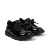 Chaussures Adlar T Bar Bow en cuir verni noir pour petite fille