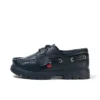 Chaussures bateau Lennon en cuir noir unisexe adulte Chaussures bateau Lennon en cuir noir unisexe adulte