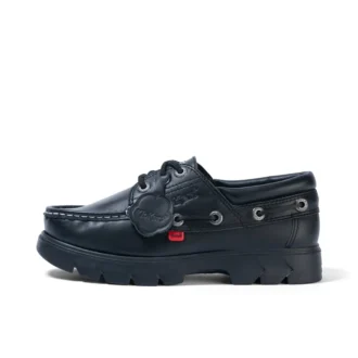 Chaussures bateau Lennon en cuir noir unisexe adulte