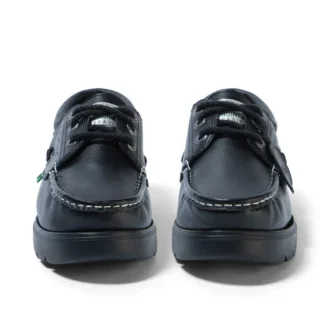 Chaussures bateau Lennon en cuir noir unisexe adulte