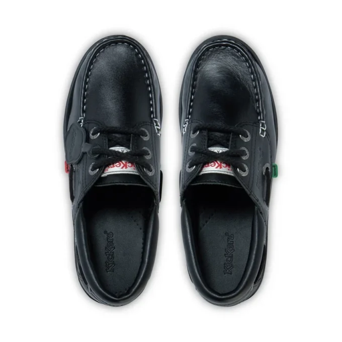 Chaussures bateau Lennon en cuir noir unisexe adulte Chaussures bateau Lennon en cuir noir unisexe adulte