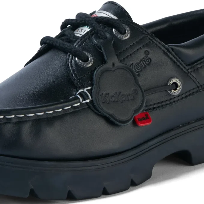 Chaussures bateau Lennon en cuir noir unisexe adulte Chaussures bateau Lennon en cuir noir unisexe adulte