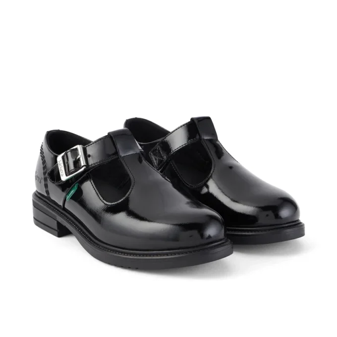 Chaussures à bride en T Lach pour filles, en cuir verni noir