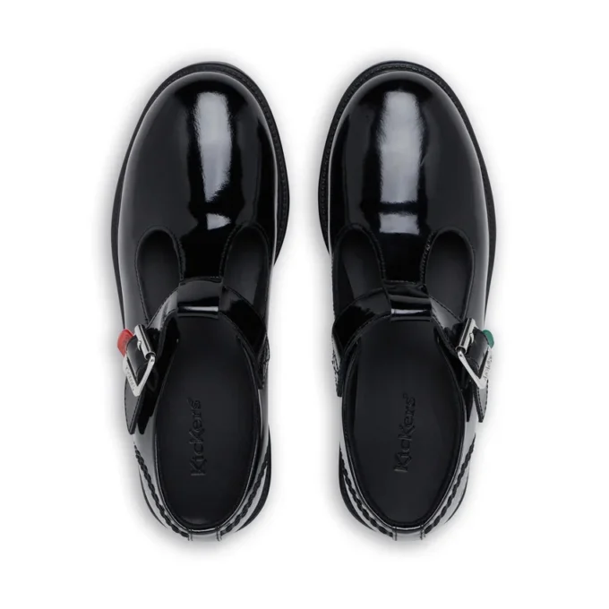 Chaussures à bride en T Lach pour filles, en cuir verni noir