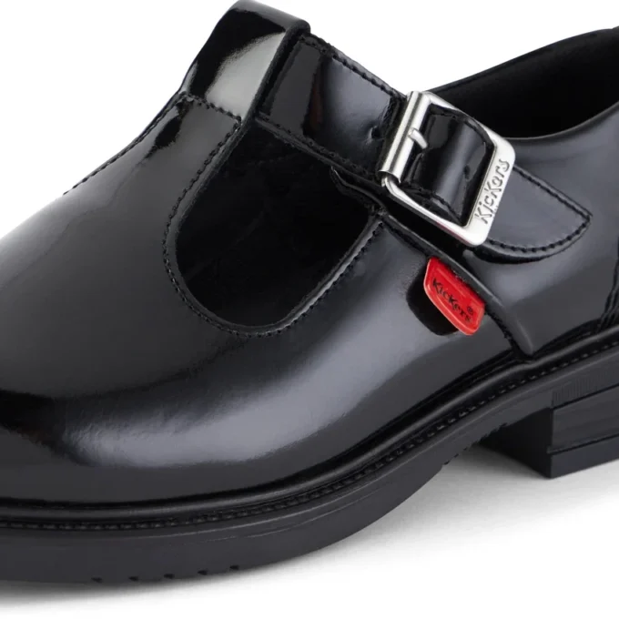 Chaussures à bride en T Lach pour filles, en cuir verni noir