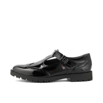 Chaussures à bride en T Lachly Brogue en cuir verni noir pour filles