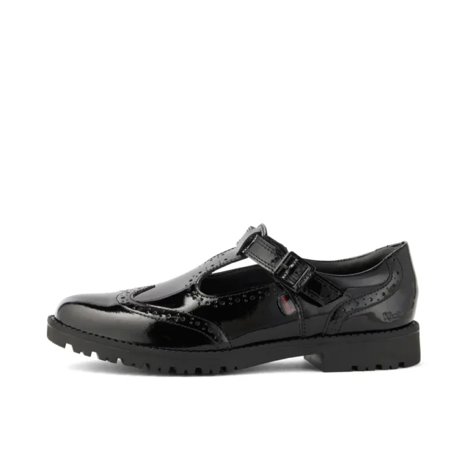 Chaussures à bride en T Lachly Brogue en cuir verni noir pour filles