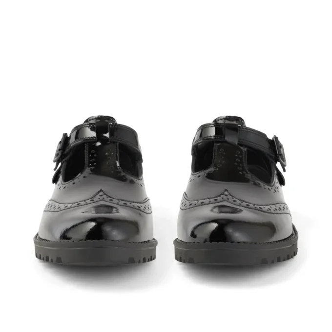 Chaussures à bride en T Lachly Brogue en cuir verni noir pour filles