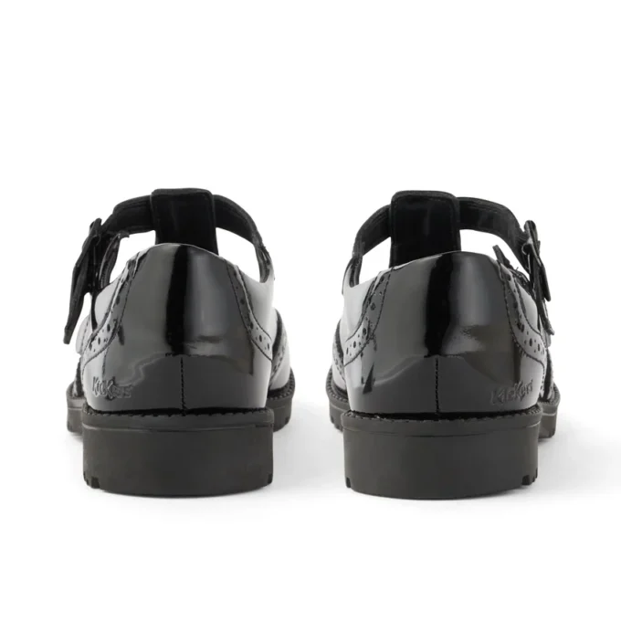 Chaussures à bride en T Lachly Brogue en cuir verni noir pour filles