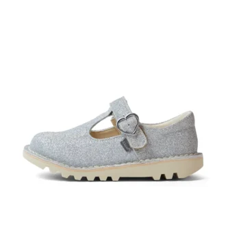 Chaussures à bride en T pour bébés filles Kick T-Bar Glitter Cosmic Textile Silver