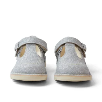 Chaussures à bride en T pour bébés filles Kick T-Bar Glitter Cosmic Textile Silver