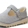 Chaussures à bride en T pour bébés filles Kick T-Bar Glitter Cosmic Textile Silver