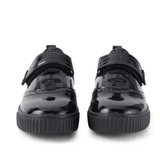 Chaussures brogues Tovni pour filles, cuir verni noir