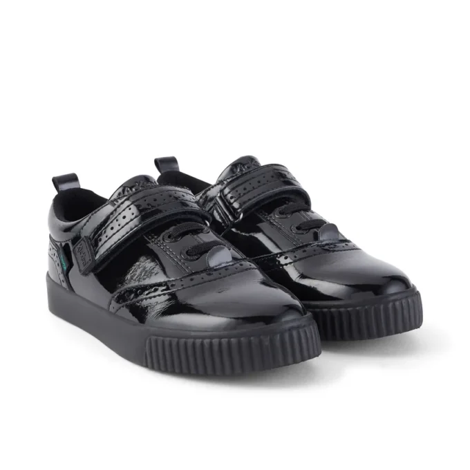Chaussures brogues Tovni pour filles, cuir verni noir