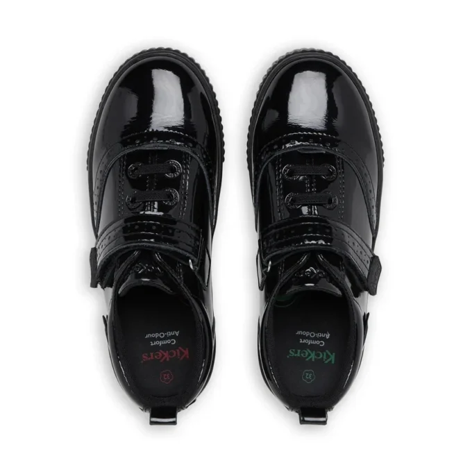 Chaussures brogues Tovni pour filles, cuir verni noir