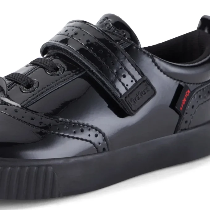 Chaussures brogues Tovni pour filles, cuir verni noir