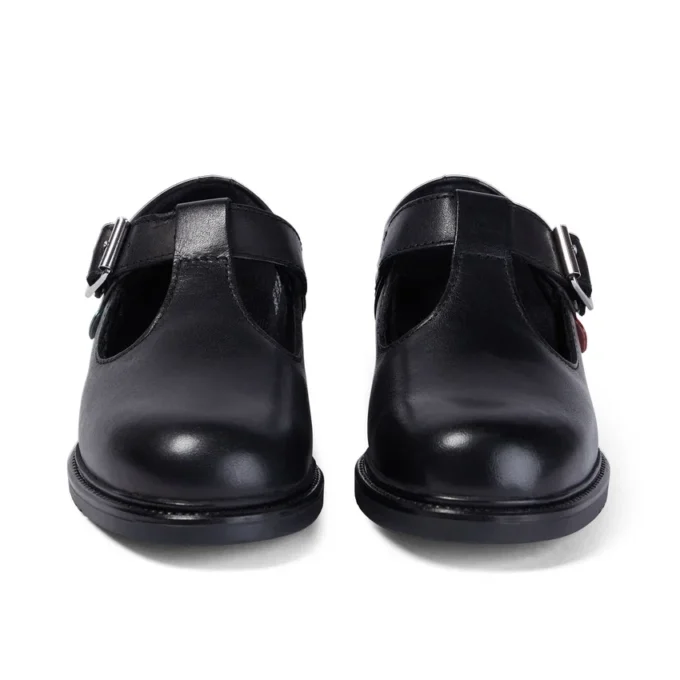 Chaussures en cuir à bride en T Lach pour filles, noir Chaussures en cuir à bride en T Lach pour filles, noir